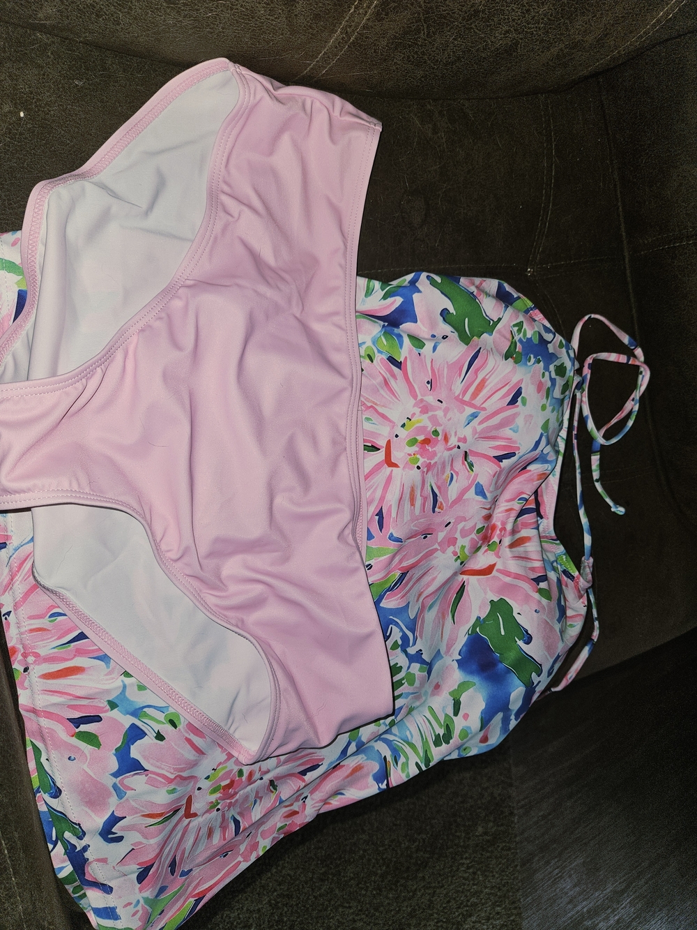 womens Pink Floral 2 Piece  Swimsuit